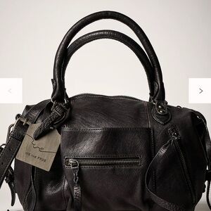SOLD ! We The Free Black Leather Baby Emerson Tote